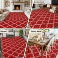 thumbnail image 5 of Area Rug for Living Room, Red Moroccan Non-Slip Indoor Large Carpet for Bedroom/Dining Room, Morocco Ethnic Abstract Quatrefoil Grid Washable Low-Profile Rectangle Floor Runner Rugs - 5 x 8 Ft, 5 of 8