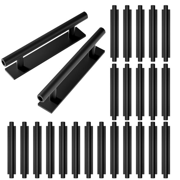 Manijas de armario para hombre de plástico ABS negro de 15 x 3,5 x 2,5 cm, paquete de 25