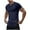 Navy, variant on ZCFZJW Men's Waffle Henley Shirts Knit Muscle Fitted T Shirt Trendy Solid Color Basic V Neck Longline Tops Gym Workout Athletic Shirt Tees Brown L