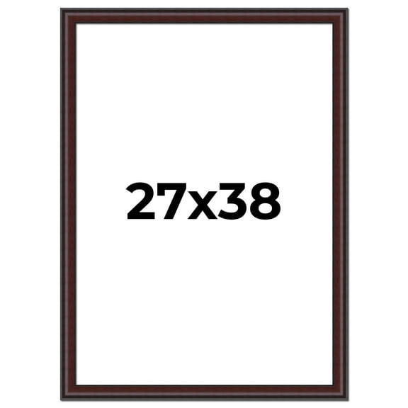27x38 Frame Brown Round Mahogany Solid Wood Picture Frame | 1.625 Inch Moulding Width | with UV