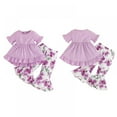 thumbnail image 6 of 9M-4T Kids Summer Outfit Baby Girl Adorable Clothes Ruffle Sleeve Top Flared Floral Long Pant Set, 6 of 7
