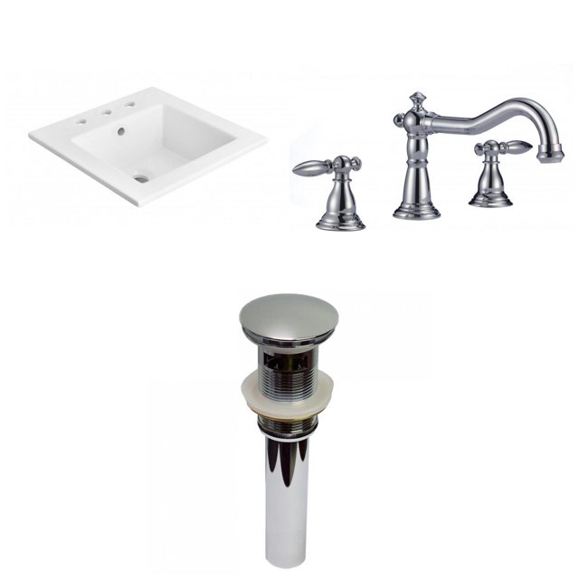 American Imaginations 21-in. W 3H8-in. Ceramic Top Set In White Color - Overflow Drain Incl. AI-29690