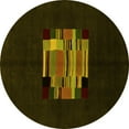 thumbnail image 1 of Ahgly Company Indoor Round Abstract Yellow Modern Area Rugs, 8' Round, 1 of 4