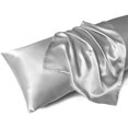 thumbnail image 3 of Funda de almohada de satén para cabello y piel, paquete de 2 fundas de almohada de satén de seda, juego de 2 fundas de almohada tamaño Queen, funda de almohada sedosa con cierre de sobre (20 x 30, bur, 3 of 5