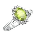 thumbnail image 4 of RYLOS Rings for Women 14K White Gold Ring with 7X5MM Oval Gemstone &  Sparkling Diamonds August Peridot Jewelry Size 8, 4 of 8