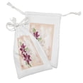 thumbnail image 2 of Floral Fabric Pouch Set of 2, Pastel Lilies Botanical Soft Toned Rural Blossom Meadow Summer Pattern, Drawstring Bag for Toiletries Masks and Favors, 9" x 6", Peach Maroon and Green, by Ambesonne, 2 of 2