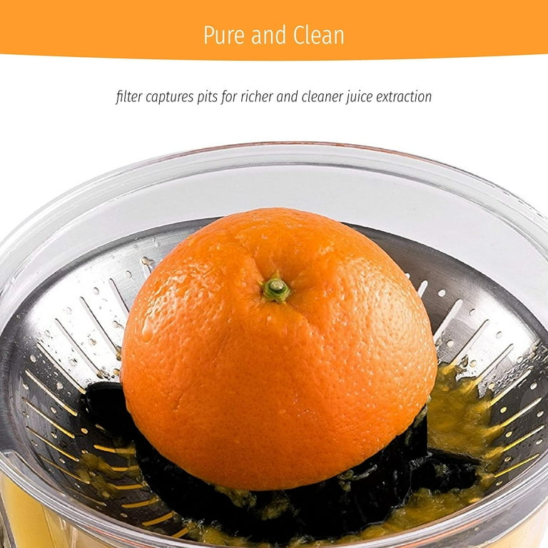 Eurolux electric orange juicer squeezer stainless steel 160 watts of power soft online grip handle and cone lid for easy use
