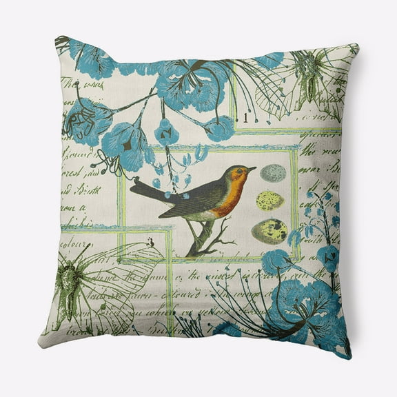 Simply Daisy 16 in x 16 in French Country Blue Polyester Throw Pillow