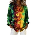 thumbnail image 5 of Tops de Manga Larga de las Mujeres Casual con Impresión Unisex Del Día de San Patricio, Blusa de Cuello Giratoria con Botones para el Uso Diario, 5 of 5