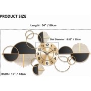 Large Wall Clock Battery Operated,Modern Silent Non-Ticking Metal Wall Art,Horizontal or Vertical Hanging for Living Room, Office, or Entryway (34)(34)
