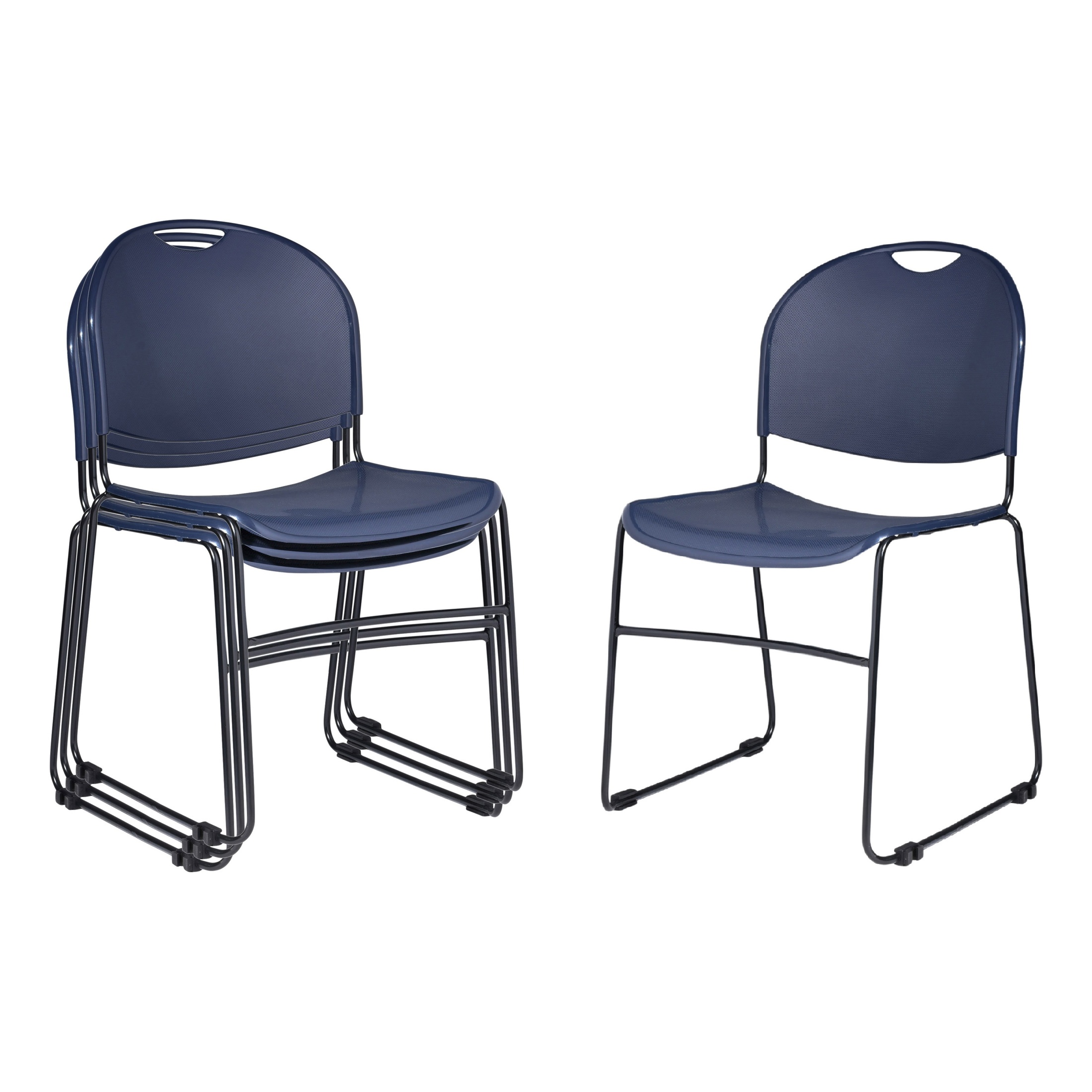 Hampden Furnishings Naomi Basics Navy Blue Stack Chair, Polypropylene, Set of 4