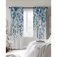 thumbnail image 3 of Eucalyptus Blue Blackout Curtains 72 Inches Long for Bedroom, Farmhouse Leaves Summer Spring Thermal Insulated Room Darkening Black Out Window Curtain Panels Grommet Drapes for Living Room, 3 of 8