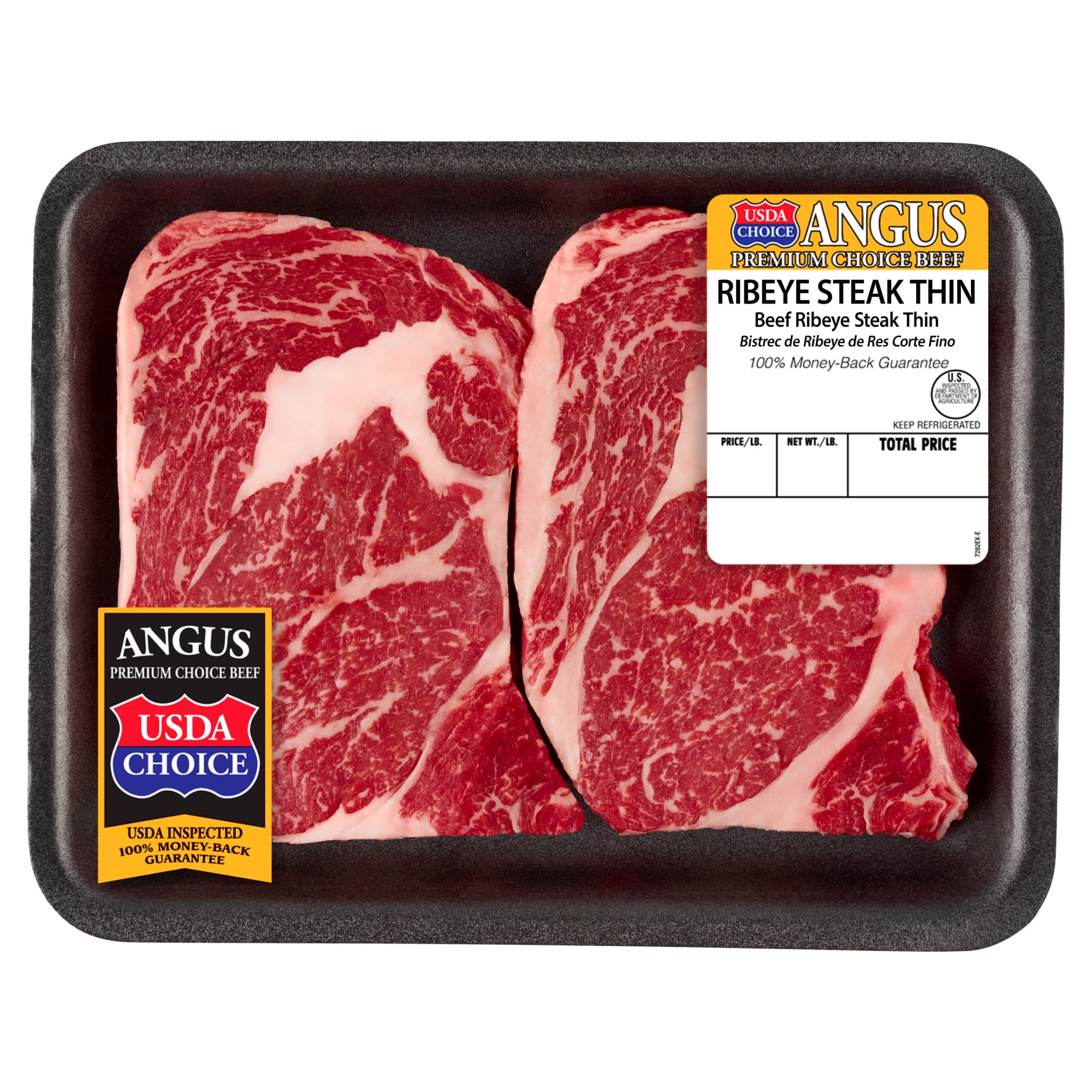 Thin Ribeye Steak Choice Angus Beef, 2 Per Tray, 0.43 - 1.85 lb