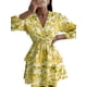 thumbnail image 1 of SAYOO, minivestido acampanado a la moda para mujer, vestido de manga larga con cuello en V y estampado Floral, vestido informal con cintura elástica para primavera y otoño SAYOO  moda, 1 of 2