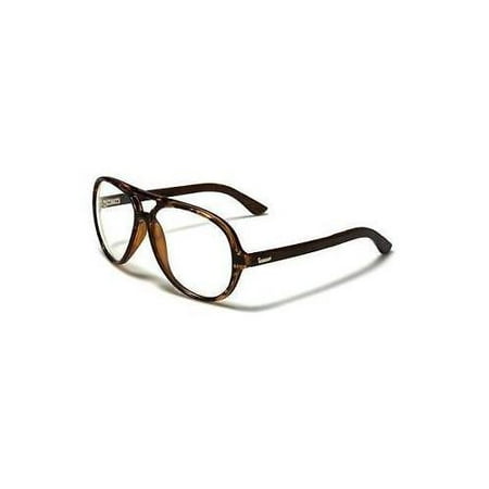 80's Clear Lens Aviator Fashion Glasses Sunglasses Retro Vintage Style Wood Side