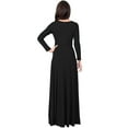 thumbnail image 6 of KOH KOH Long Sleeve Modest Fall Winter Elegant Evening Flowy Empire Waist Full Floor Length Cocktail Formal Tall Pleated Maxi Dress Gown Abaya For Women Black Small US 4-6 NT009, 6 of 7
