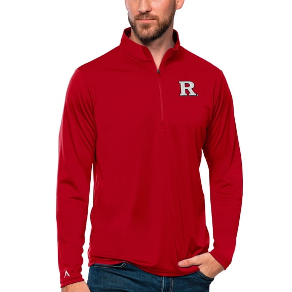 Men's Antigua Scarlet Rutgers Scarlet Knights Tribute Quarter-Zip Top