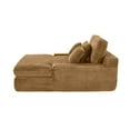 thumbnail image 6 of DEALTOPS Oversized Corduroy Chaise Lounge Sofa, 75.2" Upholstered Couch with Pillows for Living Room & Bedroom, Brown, 6 of 7
