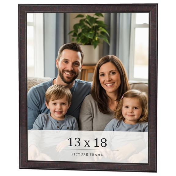 13x18 Rustic Brown Real Wood Picture Frame Width 0.75 inches | Interior Frame Depth 0.5 inches |
