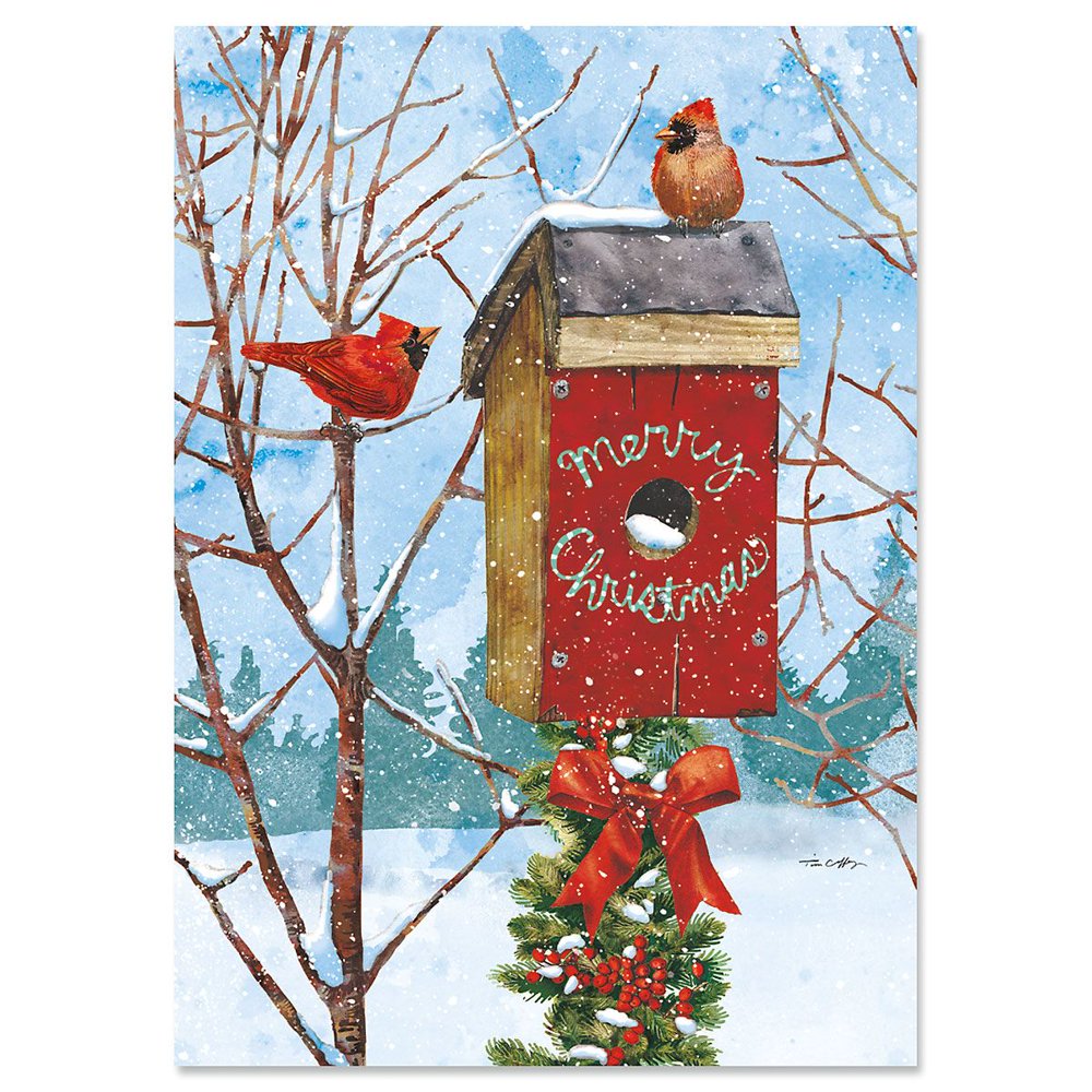 Birdhouse Christmas Cards - Holiday Greeting Cards, Set of 18, Large 5" x 7", Sentiments Inside