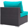 thumbnail image 3 of Modway Chaise de Patio Sans Accoudoirs en Aluminium et Rotin, Espresso/Turquoise, 3 of 3