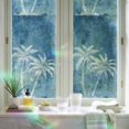 Navy Blue Palm Tree Window Privacy Film Summer Tropical Beach Country ...
