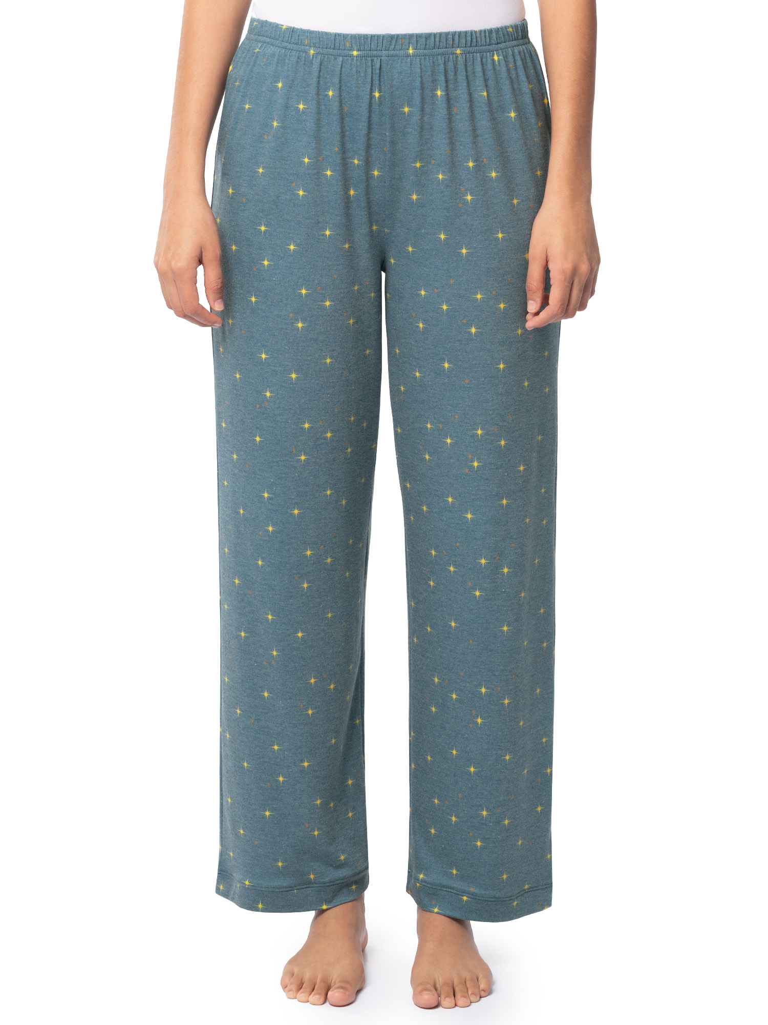Fruit of the Loom Women's Soft & Breathable V-Neck Short Sleeve Top & Pajama Pant Set, Sizes S-4X