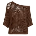thumbnail image 5 of RongHuan Cover Ups for Women Short Sleeve Off Shoulder Hollow Out Sweater Top Fashion Beach Resort Wear Summer Coverup, 5 of 7