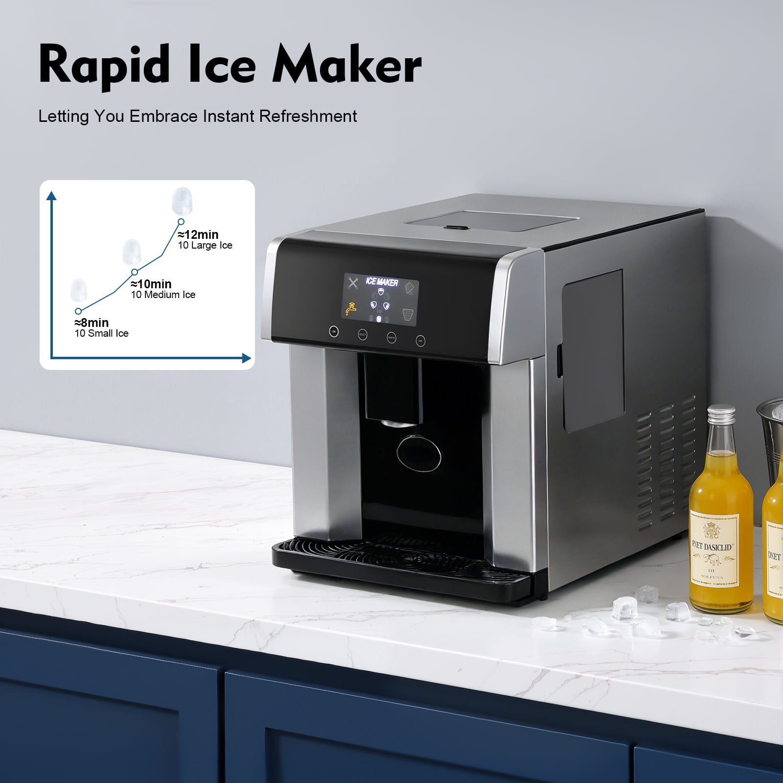 Countertop Ice Maker Dispenser, 2-in-1 Ice Water Maker, Electric Ice Dispenser