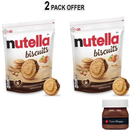 Nutella Biscuits Cookies Filled with Nutella Hazelnut Spread, Sweet Snack Pack, 9.7 oz