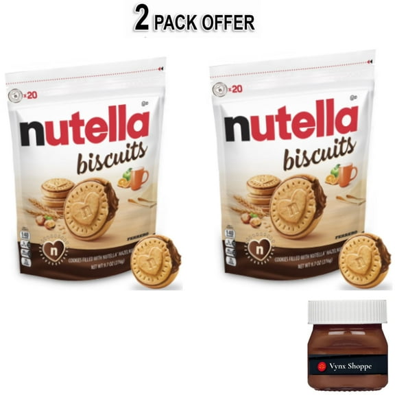 Nutella Biscuits Cookies Filled with Nutella Hazelnut Spread, Sweet Snack Pack, 9.7 oz