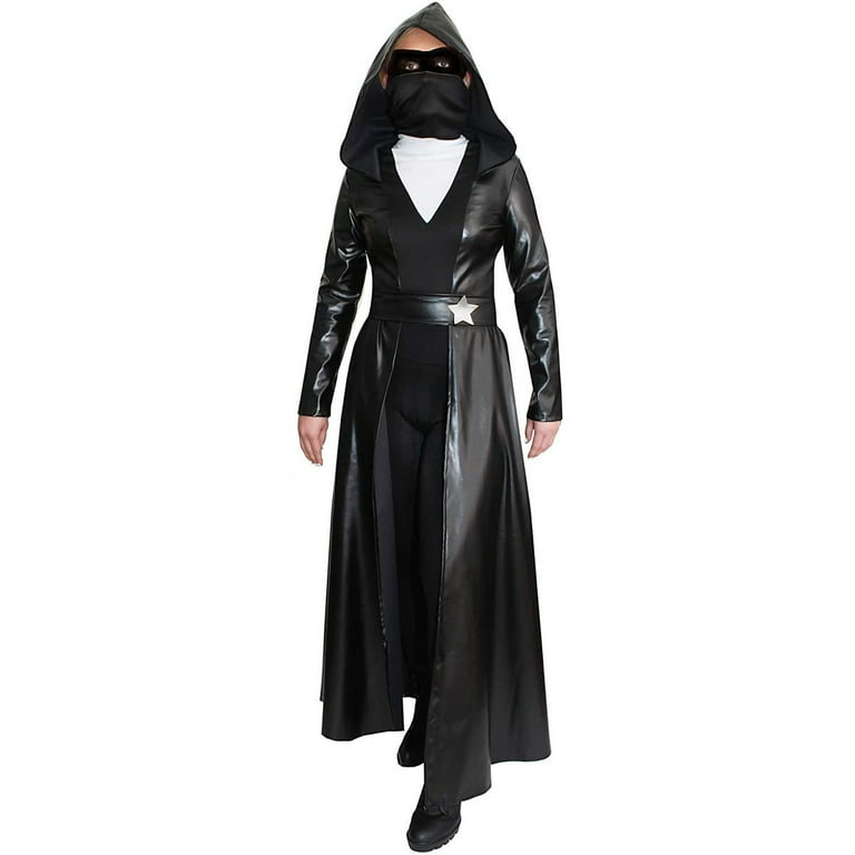 Ninja Costume with Hood for Adults Women Halloween Party, Leather Sister  Night Cosplay Outfit Accessories, Size X Large 