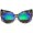 Gray / Green Mirror, variant on sunglassLA Unisex Womens Fashion Bold Marble Frame Mirrored Lens Round Cat Eye Sunglasses (Gray / Green Mirror) - 51mm