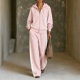 thumbnail image 2 of Szluipve 2 Piece Sets for Women Color Block 2 Piece Tracksuit Full Zip Drawstring Hoodie Side Stripe Elastic Waist Wide Leg Pants Set Casual Loose Matching Loungewear Outfit Pink XL, 2 of 4