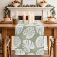 thumbnail image 2 of Table Runners 70 Inches Long Dress Scarves, Summer Monstera Leaves Farmhouse Coffee/Dining/Kitchen Table Decor, Holiday Table Runner, Modern Simple Botanical Sage Green 13x70 Inch, 2 of 9