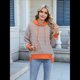 thumbnail image 4 of Sudadera de Rayas de Gran Tamaño para Mujer, Sudadera con Capucha de Bloques de Color, Jersey de Larga, Ropa Y2K Color Naranja L, 4 of 10