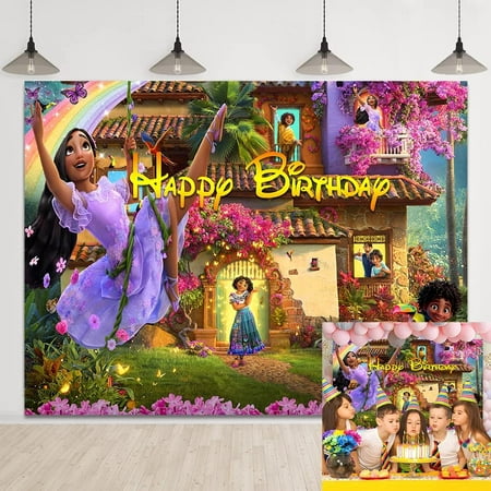 Image of Magic Movie Backdrop for Girls Flower Magical House Backdrop Happy Birthday Flash Butterfly Background Party