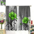 thumbnail image 3 of Green Rose Curtains, Fluorescent Green Raindrops Glass Butterfly Art Rose Flower Plant Blackout Windows Treatments, Thermal Insulated Drapes For Girls Women Bedroom Living Room Bathroom 84x84in, 3 of 6