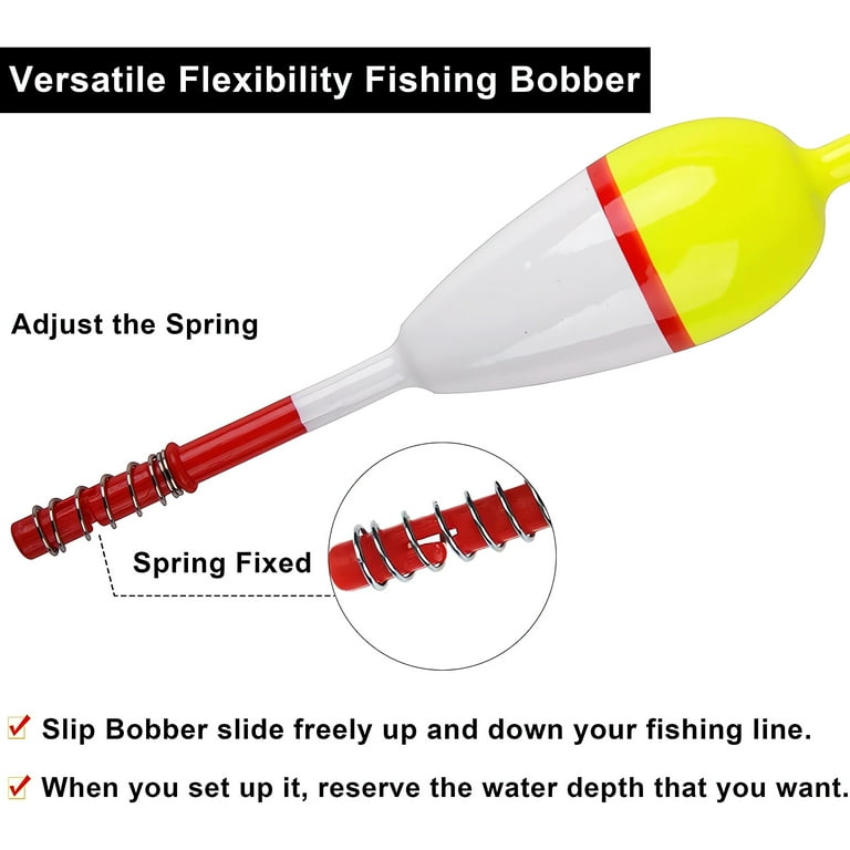OROOTL Fishing Bobbers Slip Bobbers for Crappie Fishing, 20pcs Spring Bobber  Oval Stick Slip Floats for Fishing Crappie Catfish Trout Panfish Walleyes  Fishing Float 