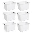 thumbnail image 1 of Sterilite Large Plastic Deep Ultra Storage Basket Tote, White (6 Pack), 1 of 12