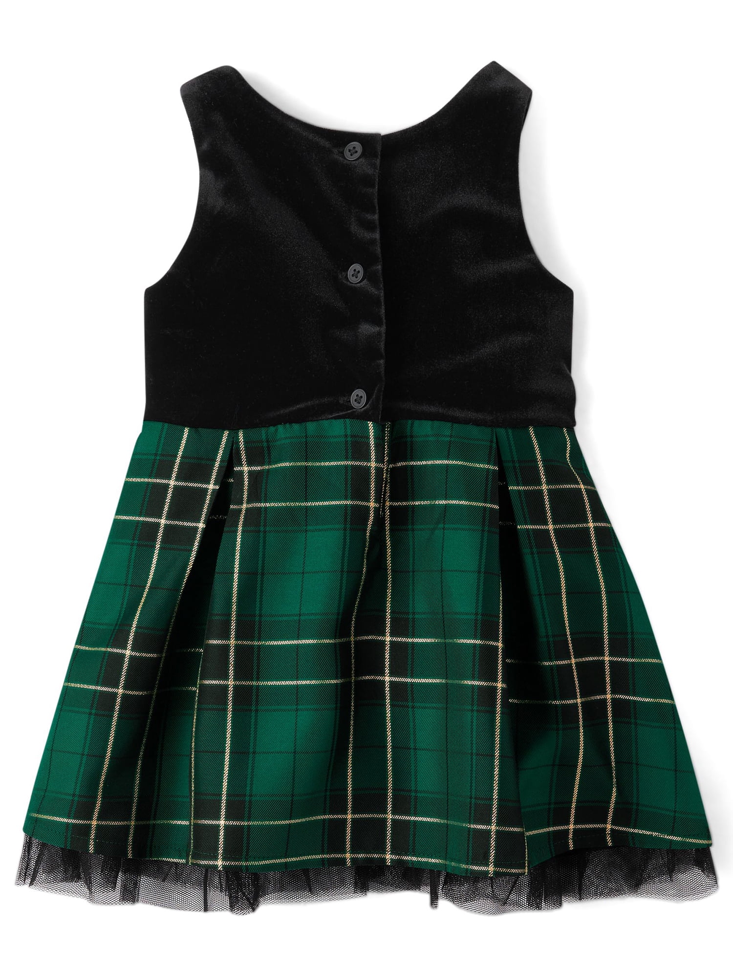 The Children's Place Toddler Girls Sleeveless Plaid Velour Dress, Sizes 12M-5T