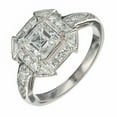 thumbnail image 2 of HeartsAndYou 2ct Asscher Cut Moissanite Halo Art Deco Accent Engagement Ring for Women 18k White Gold over Silver, 2 of 9