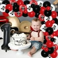 thumbnail image 5 of Another One Bites the Dust 1st Birthday Decorations,Red and Black Balloon Arch Kit, Backdrop Banner and 1st Follow Balloon for Rock Music Theme Birthday Party Supplies., 5 of 7