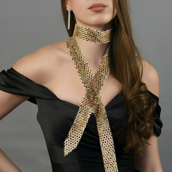 FRCOLOR Women's Glitter Sequin Tie Sparkly Bow Tie Sequins Neck Tie Scarf Tie Shawl Neckerchief Choker Rhinestone Neckwear Choker Belt for Christmas Party Favors