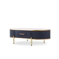 thumbnail image 7 of 47" Charcoal Gray Gold And White Stone Oval Coffee Table With Drawer, 7 of 7