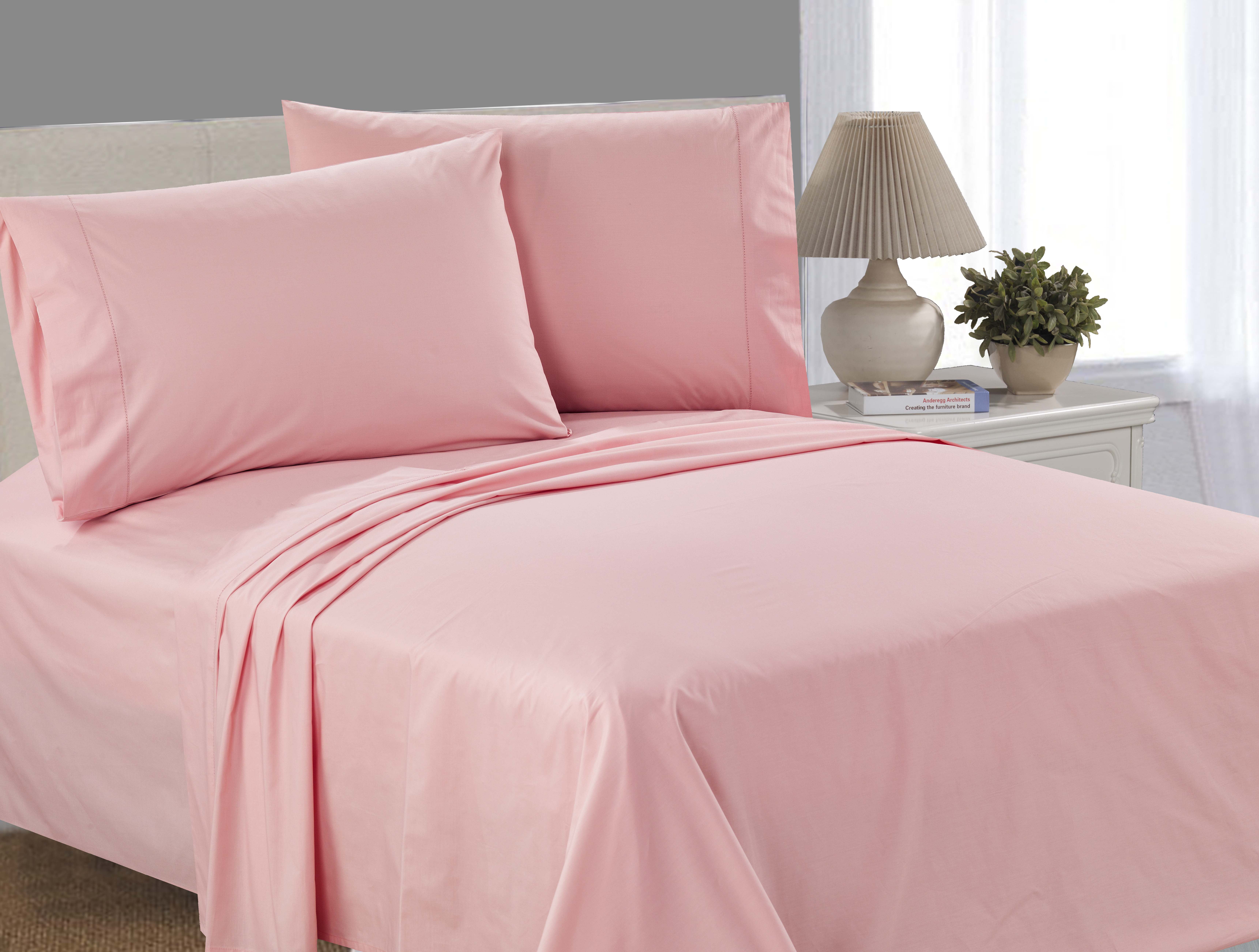 Mainstays King 200 Thread Count Percale Pearl Blush Bed Sheet Set, 1