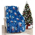 thumbnail image 3 of Luxury Velvet Touch Ultra Plush Christmas Blanket |Soft, Warm, Cozy|Holiday Printed Fleece Throw/Blanket-50 x 60inch, 50 x 60, Blue Santa Snowman, 3 of 4