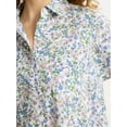 thumbnail image 6 of Joyspun Women’s Woven ¾ Sleeve Notch Collar Top and Boxer Shorts Pajama Set, Sizes XS-3X, 6 of 6