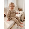 thumbnail image 5 of Cjfdfy Toddler Baby Girls Plaid Outfit Fashionable Long Sleeve Doll Collar Tops With Pants 2Pcs Fall Set Cute Pink Brown Plaid Fall Winter Outfit Size 6M-4Y, 5 of 6