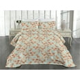 thumbnail image 2 of Ambesonne Autumn Leaves Quilted Coverlet 3 Pcs, Simple Leafy Branches, King Size, Mint Green Burnt Sienna, 2 of 4